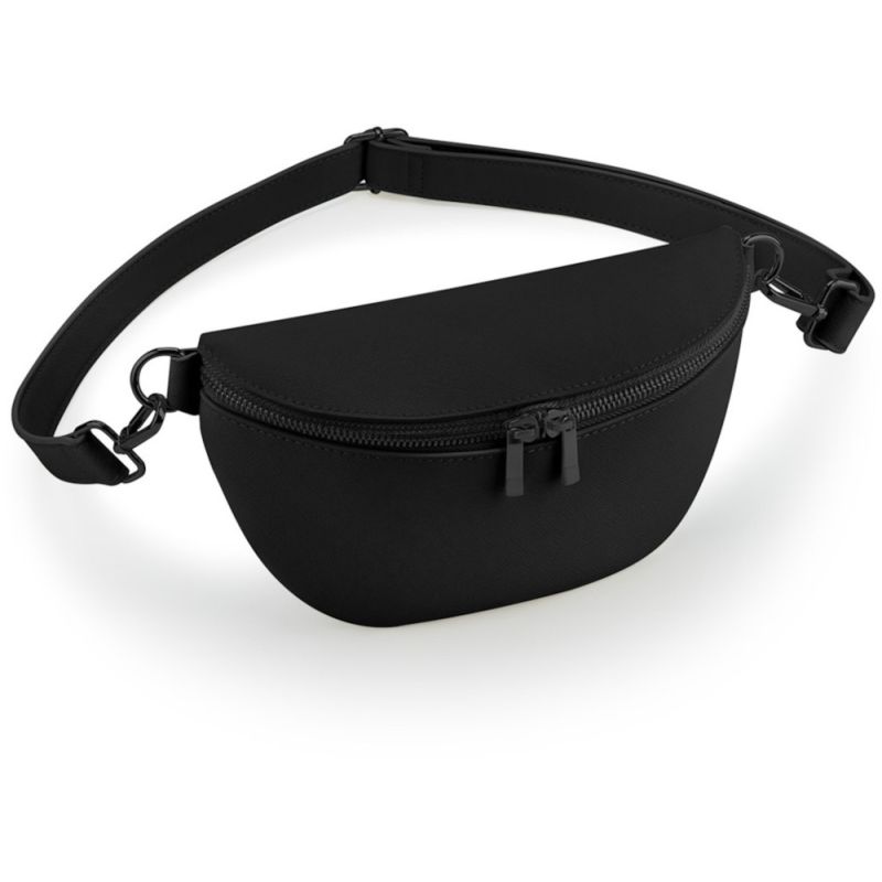 Sac banane zippé, bandoulière amovible et réglable, en cuir saffiano au grain fin