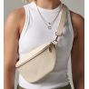 Sac banane zippé, bandoulière amovible et réglable, en cuir saffiano au grain fin