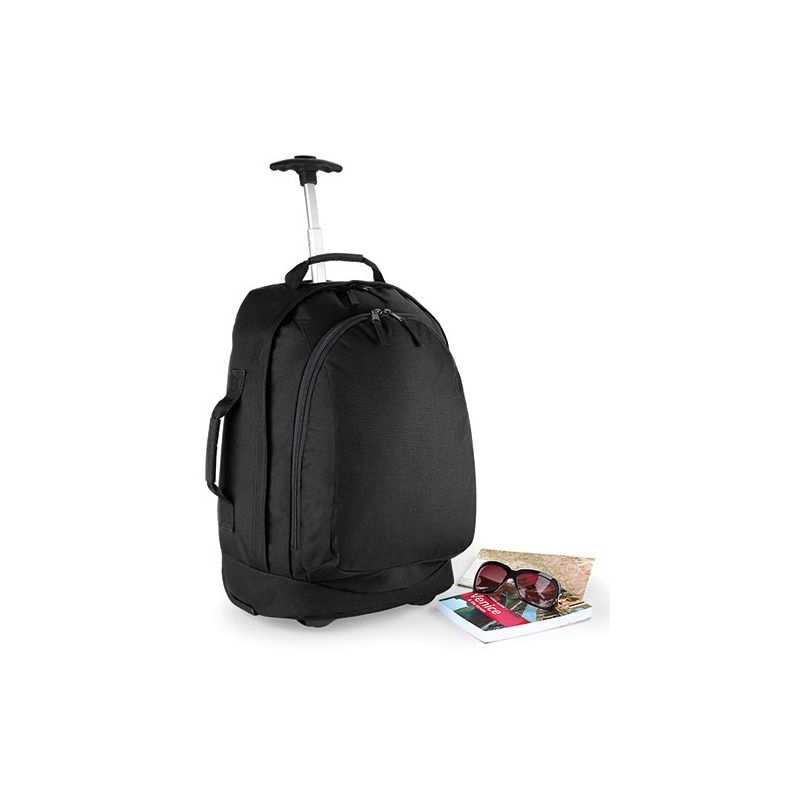 Sac avec roulettes polyester 600D, poignée rétractable, compartiment central, 32 litres