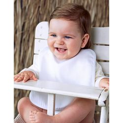 Bavoir bébé polyester avec finition passepoil, fermeture cordon, 240 g/m²