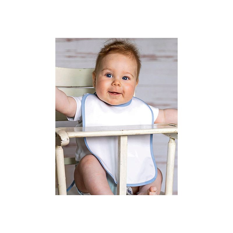 Bavoir bébé en polyester et coton finition passepoil, fermeture cordon, 220 g/m²