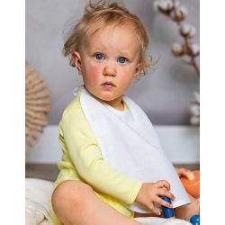 Bavoir bébé coton sergé, finition passepoil, fermeture cordon, 220 g/m²