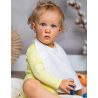 Bavoir bébé coton sergé, finition passepoil, fermeture cordon, 220 g/m²