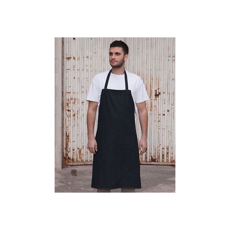 Tablier à bavette en jean avec points de tension renforcés, 300 g/m²
