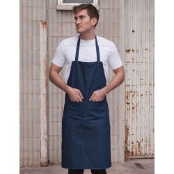 Tablier à bavette en jean avec poches avant, 300 g/m²