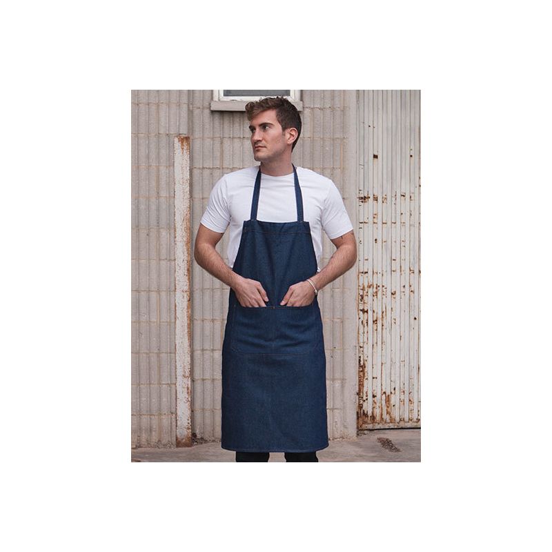 Tablier à bavette en jean avec poches avant, 300 g/m²