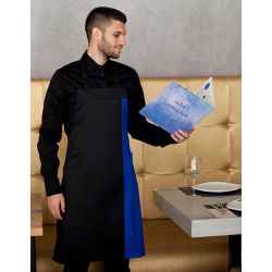 Tablier de cuisine bicolore à bavette avec deux poches latérales, 200 g/m²