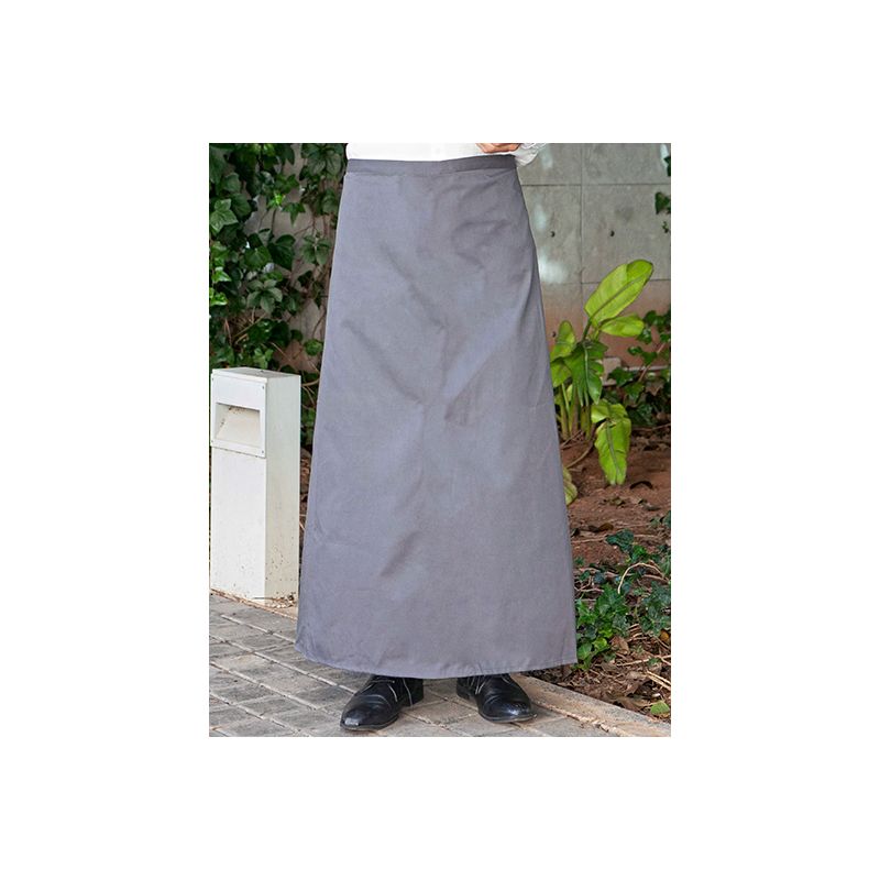 Tablier de bistro long sans poche en polycoton sergé, 240 g/m²