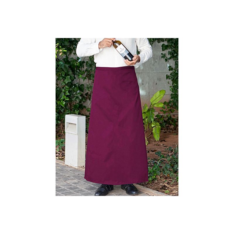 Tablier de bistro long sans poche fabriqué en Europe en polycoton sergé, 240 g/m²