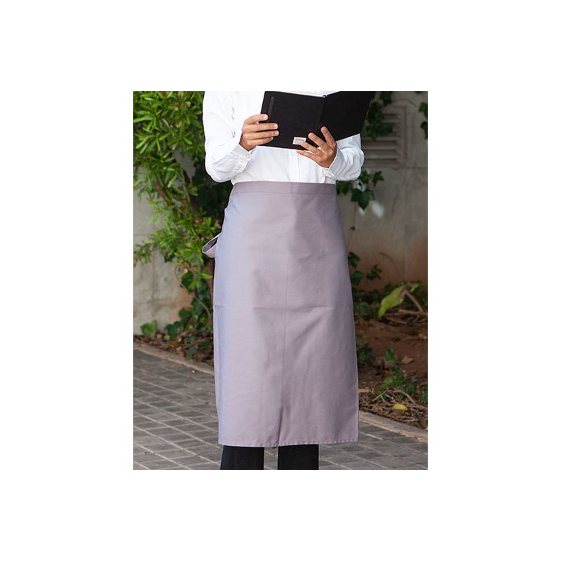 Tablier de cuisine sans poche en polycoton sergé prérétréci, 240 g/m²