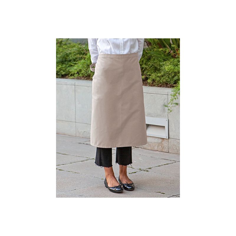 Tablier de cuisine sans poche fabriqué en Europe en polycoton sergé, 240 g/m²