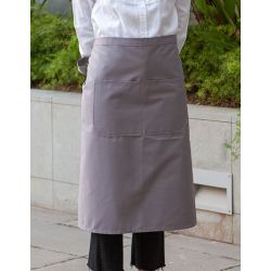 Tablier de cuisine avec poches en polycoton sergé prérétréci, 240 g/m²