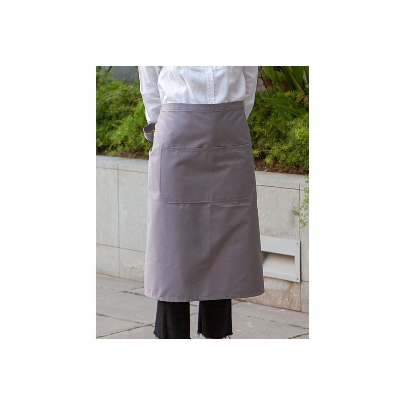 Tablier de cuisine avec poches en polycoton sergé prérétréci, 240 g/m²