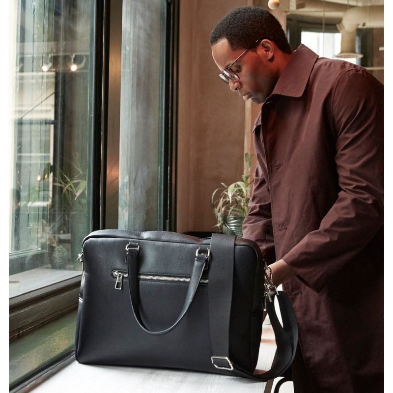 Sacoche en simili cuir avec bandoulière compatible ordinateur 16 pouces