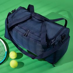 Sac de sport en polyester recyclé 900D, poches raquette et chaussures