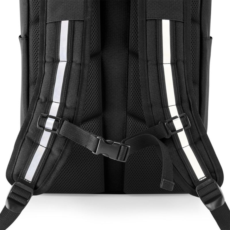 Sac à dos en polyester déperlant 300D fermeture à enroulement, bandes réfléchissantes