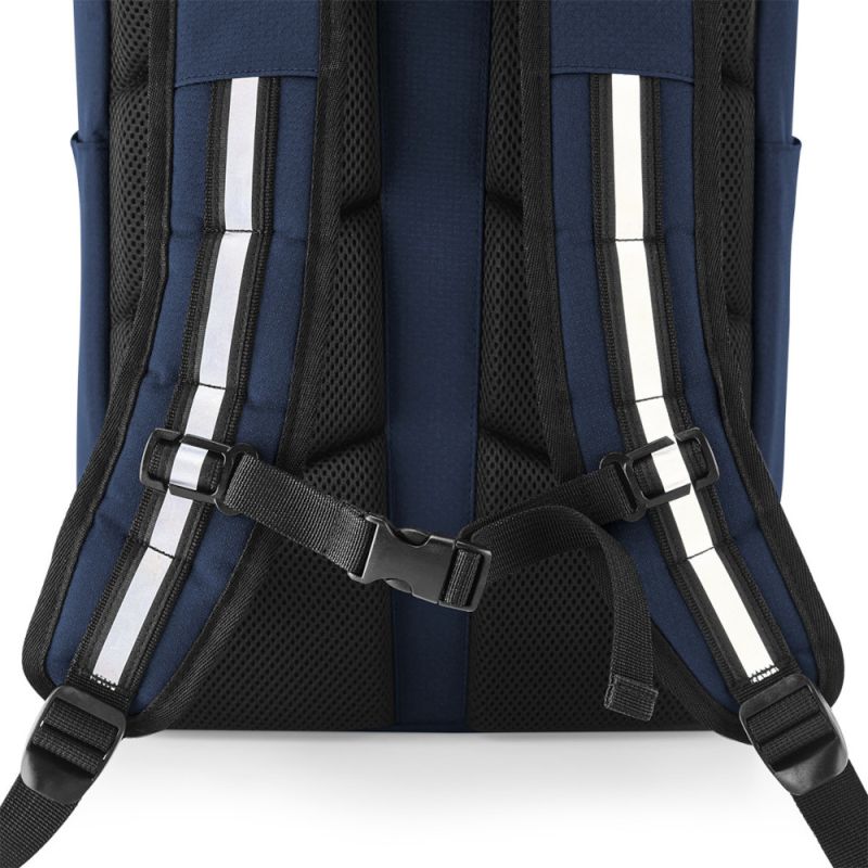 Sac à dos en polyester déperlant 300D fermeture à enroulement, bandes réfléchissantes
