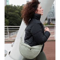 Sac à bandoulière en polyester recyclé, ouverture zippée à double sens