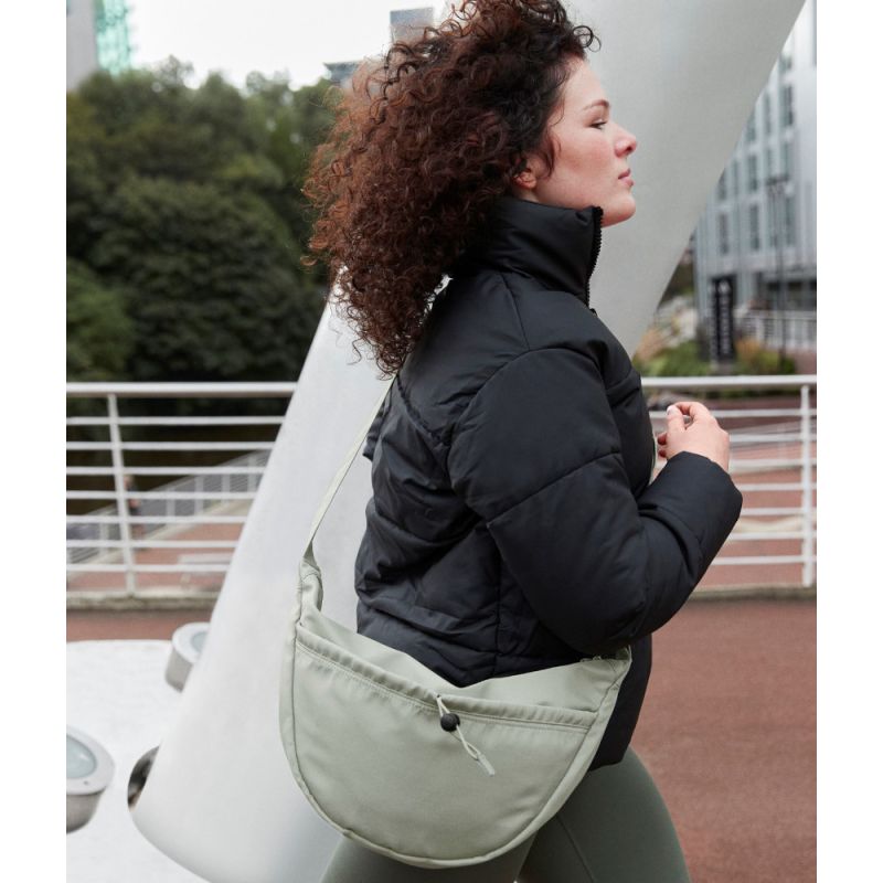 Sac à bandoulière en polyester recyclé, ouverture zippée à double sens