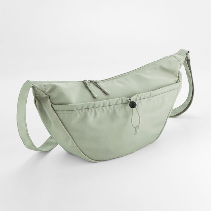 Sac à bandoulière en polyester recyclé, ouverture zippée à double sens