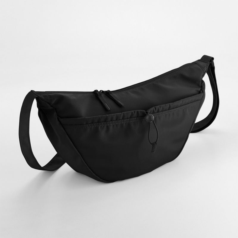 Sac à bandoulière en polyester recyclé, ouverture zippée à double sens