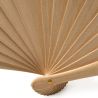 Éventail avec armature en bois et tissu en coton écru naturel