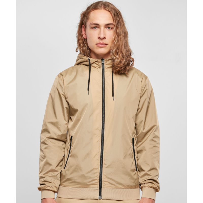 Veste à capuche coupe-vent, zip contrasté, respirante et imperméable