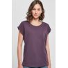 Tee-shirt femme coton léger coupe longue, manches courtes, 140 g/m²