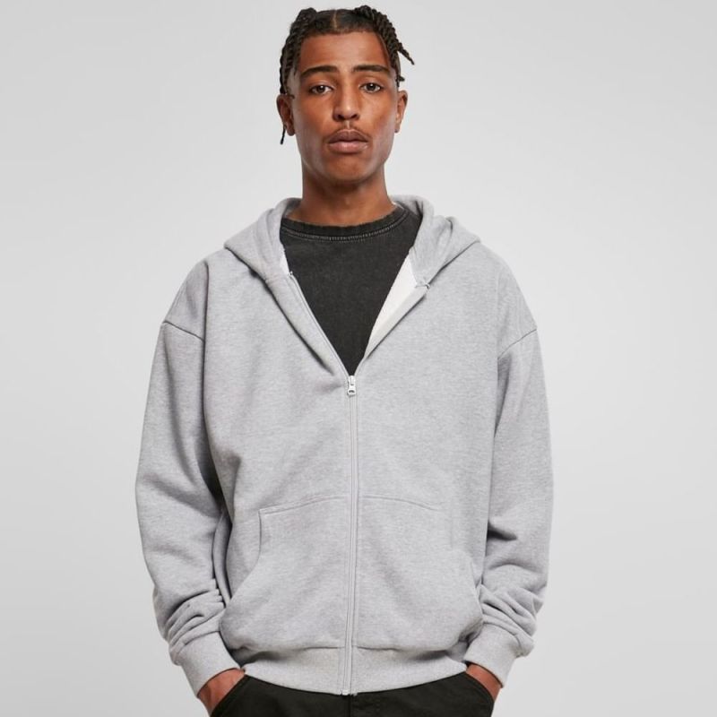 Sweat zippé à capuche très lourd en coton, capuche classique sans cordon, 460 g/m²