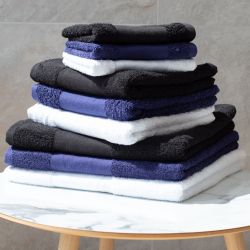 Serviette de bain en coton avec bordure imprimable, format 70 x 140 cm, 550 g/m²
