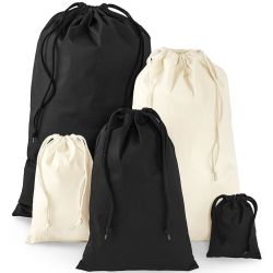 Petit sac de rangement en coton, fermeture à double cordon, 200 g/m²