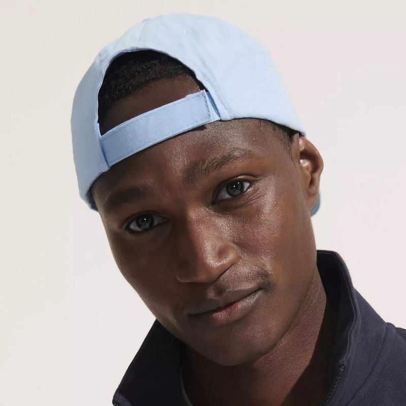 Casquette 5 panneaux en coton brossé léger, visière préformée, scratch, 180 g/m²