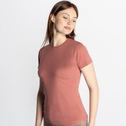T-shirt femme col rond coupe droite manches courtes en coton pré-rétréci, 155 g/m²