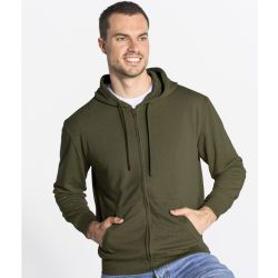 Sweat capuche zippé unisexe, cordon de serrage ton sur ton, 290 g/m²
