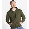 Sweat capuche zippé unisexe, cordon de serrage ton sur ton, 290 g/m²