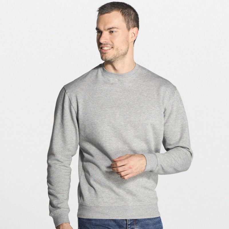 Sweat set in col rond double piqûre et bords côtes en polycoton, 275 g/m²