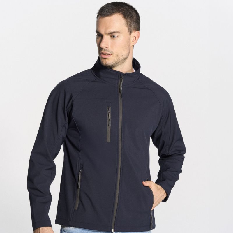 Veste softshell homme zippée 3 couches, doublure polaire avec stoppers, 300 g/m²