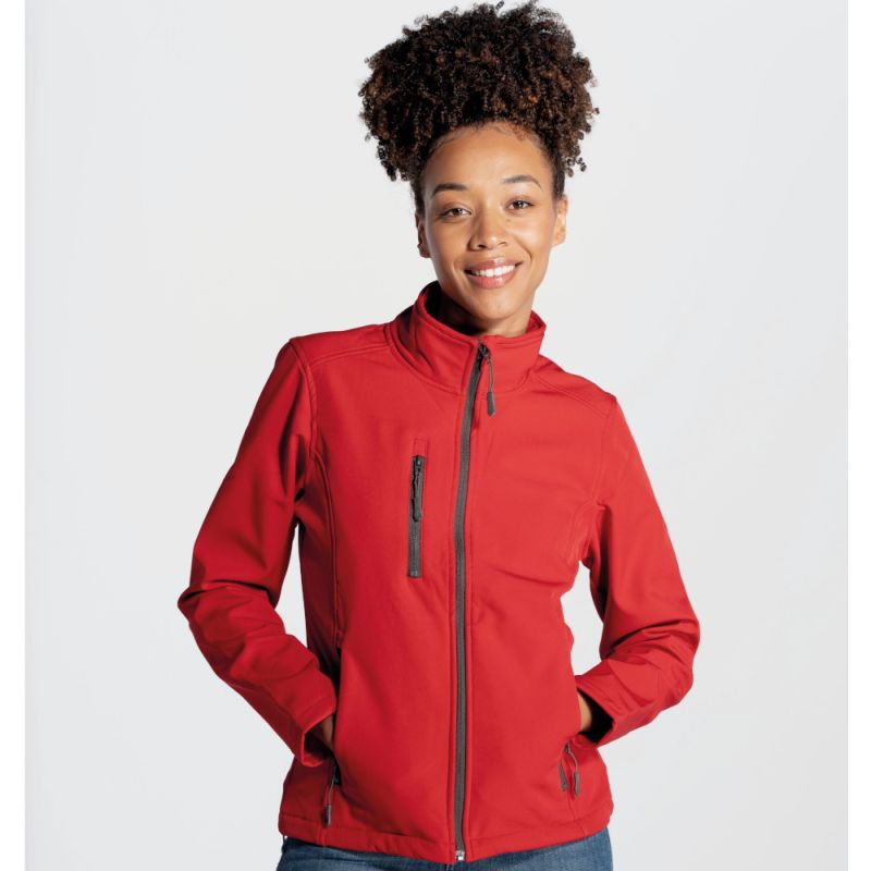 Veste softshell femme zippée 3 couches, doublure polaire avec stoppers, 300 g/m²