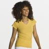 Tee-shirt femme col V coupe cintrée en coton, 145 g/m²