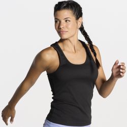 Débardeur de sport femme en polyester dos nageur, coupe ajustée, 130 g/m²