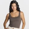 Débardeur femme coupe ajustée en coton cardé, 160 g/m²