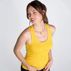 Débardeur femme coupe ajustée, dos nageur, en coton cardé, 200 g/m²