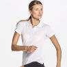 Polo de sport femme cintré maille piquée, boutons ton sur ton, en polyester, 155 g/m²
