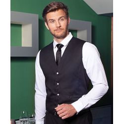 Gilet pour homme de service raffiné avec coupe ajustée et pinces, 215 g/m²