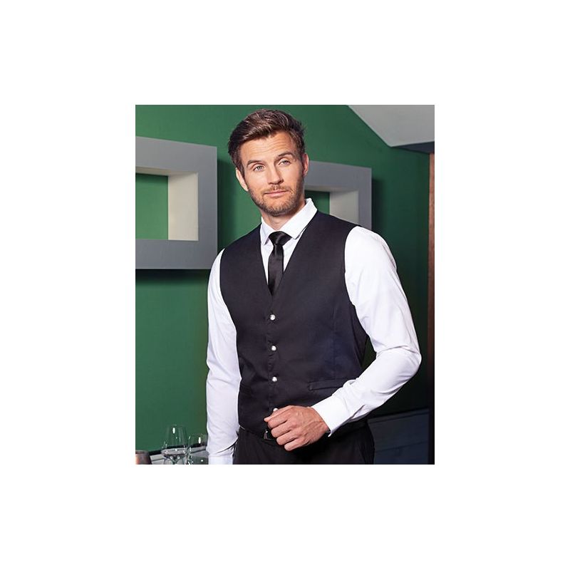 Gilet pour homme de service raffiné avec coupe ajustée et pinces, 215 g/m²