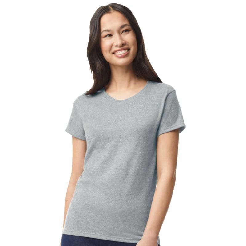 Tee-shirt femme col rond en coton jersey, HEAVY cotton, coupe cintrée, 185 g/m²