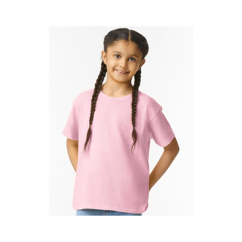 T-shirt enfant col rond manches courtes en coton léger, coupe droite moderne, 150 g/m²