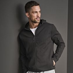 Sweat de sport à capuche zippé en coton ringspun, poches latérales, 320 g/m²