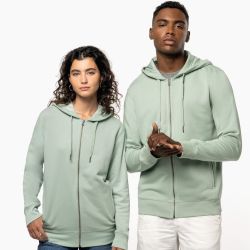 Sweat-shirt French Terry écoresponsable zippé à capuche, toucher doux, NO LABEL, 300 g/m²