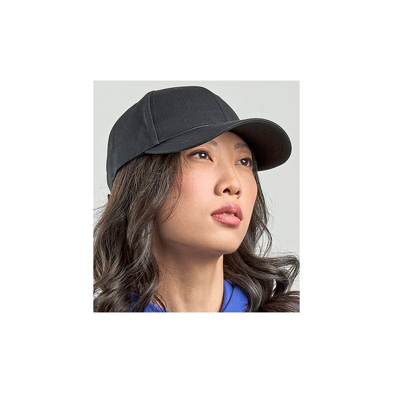 Casquette 6 panneaux en coton respirant avec fermeture velcro, 260 g/m²